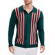thumbnail image 4 of Camisas de polo de punto de manga larga para hombre con botones y estampado M Verde, 4 of 6