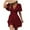 New1/Wine, variant on Otvok Womens Dresses New Deep V-Neck Solid Color Lotus Leaf Sleeve Short Sleeved Dress