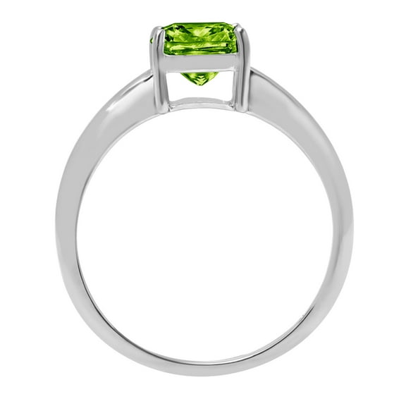 2 ct Cushion Cut Natural Peridot Solitaire Engagement Ring for Women in 18K White Gold