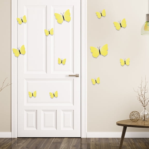 Kids Bedroom Set Beautiful Colourful Butterflies Cling Window Stickers Help Prevent Bird-St Decor,Yellow Household Stickers