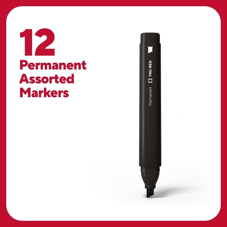 TRU RED Tank Permanent Markers, Chisel Tip, 12-Pack photo 2