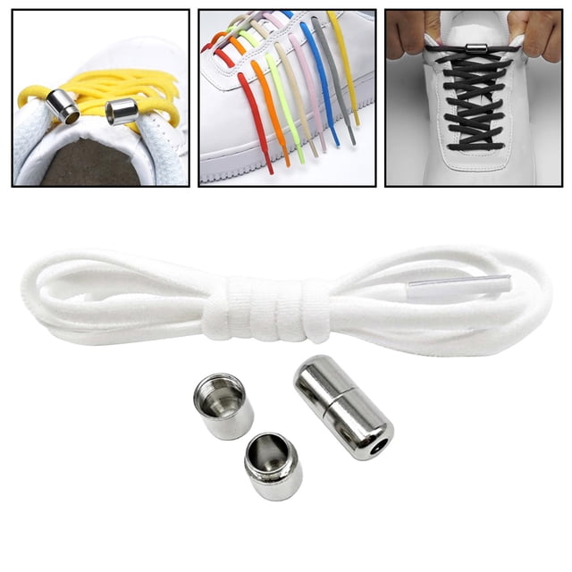 Cordones Elásticos Sin Atar Cordones Sin Atar Cordones Elásticos Universales 1 Par Cordones Perezosos Medio Redondos Cordones de Zapatos Sin Cordones Blanco Yinane Sin atar cordones