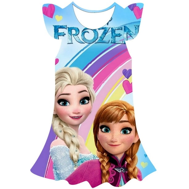 Disney Frozen Girls Elsa Princesse Robe Enfants Costume 3D Frozen Fantaisie  2-10 Ans Fête D'anniversaire Disney Elsa Robe Enfant Vêtements 