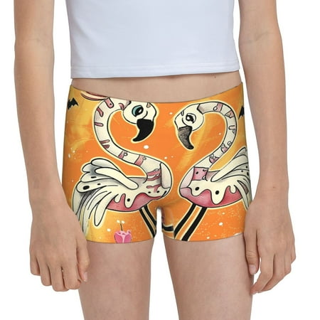 Pofeuu Halloween Flamingos Print Soft Cotton Girls Boyshort panties Toddler Underwear-XX-Small