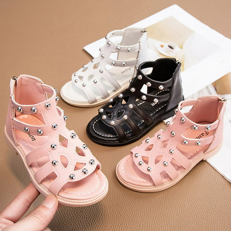 Quealent Toddler Girls Sandal Girls Slide On Sandals Children Shoes Flat High Top Sandals Fashion Summer Little Girl Toddler Jelly Sandals Size 5