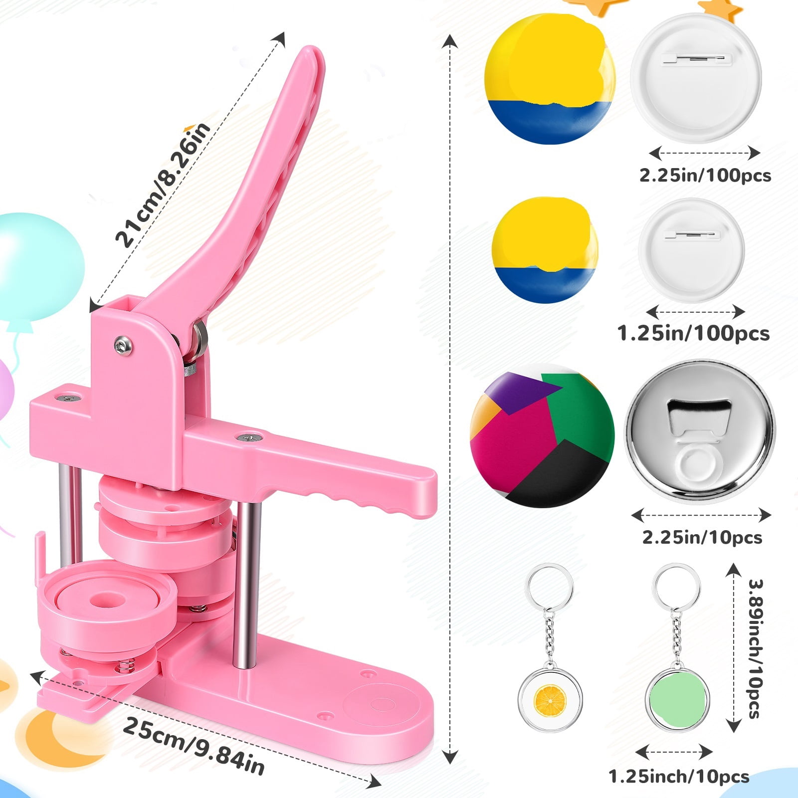 Pink Button Badge Maker Machine 32mm Mold Button Pin Press Machine ,Beginner-Friendly