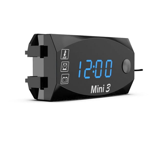 3 In 1 Motorcycle Voltmeter Electronic Clock Thermometerfor LED Digital Display