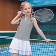 thumbnail image 2 of Ticikt Girls Athletic Solid Tee for Kids Lightweight Girls for Play Breathable Everyday Wear Soft Knit Short Sleeve Shirt for Girls,Grey, 2 of 6