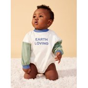 Little Star 100% Organic Cotton 2-Pack Baby Boy Sweatshirt Rompers