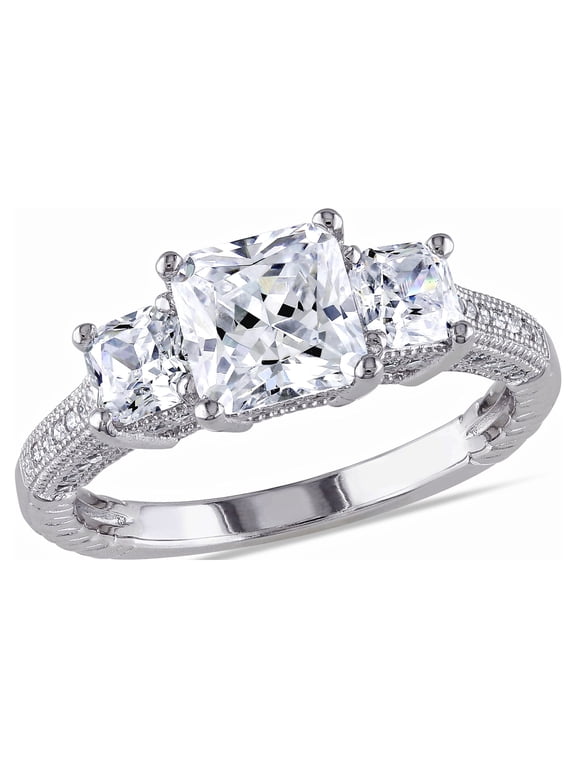 Women's 4CT TGW Cubic Zirconia Sterling Silver Three Stone Engagement Ring