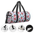 thumbnail image 5 of Xecao Strawberries print Round Travel Duffel Bag is a foldable gym bag with an inner pocket, perfect for travel sports, 5 of 8