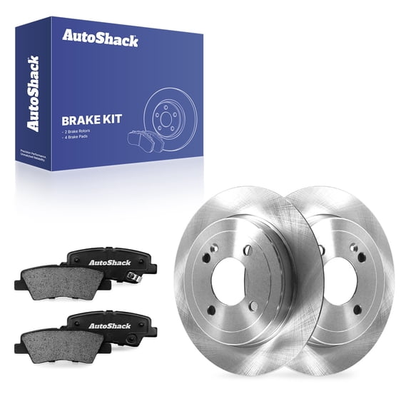 AutoShack Rear Solid Brake Rotors   Ceramic Pads 6-PC Brake Kit Replacement for 2012-2017 Hyundai Accent 2012-2017 Kia Rio 10.31" (262 mm)
