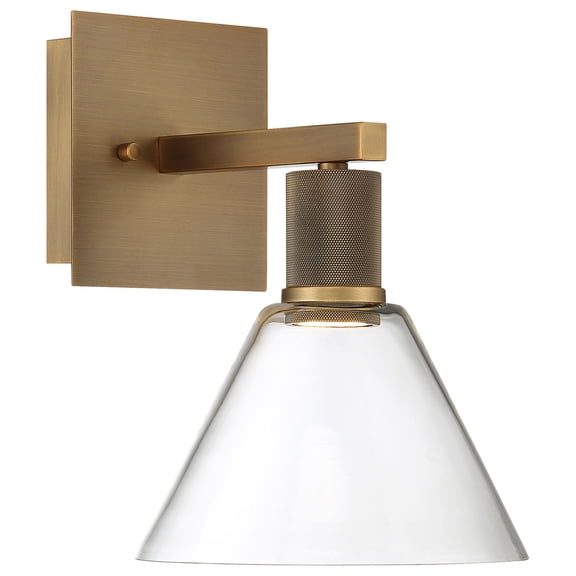 63143LEDD-ABB/CLR Access Lighting Port Nine - 9W 1 LED Wall Sconce In Transitional Style-11.5 Inches Tall and 8 Inches Wide-Antique Brushed Brass
