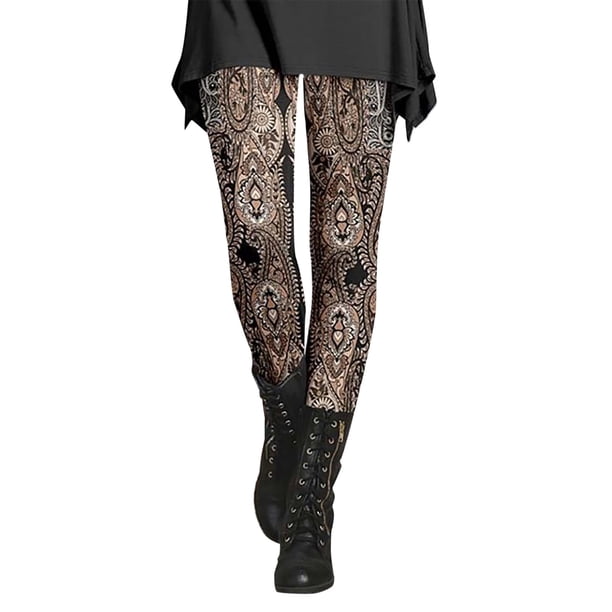 Gibobby Leggings afelpados para mujer Leggings elásticos para mujer, mallas ajustadas estampadas a la moda informal para otoño e invierno(Caqui,XG)