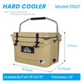 thumbnail image 6 of Compact Portable Cooler for Beach and Boating, 20 Quart Khaki Hard Shell Ice Chest, Keeps Ice Up to 5 Days, Holds 30+ Cans, Fits Under Truck Seats for Work, BBQ, Hard Shell Cooler for Camping, 6 of 9
