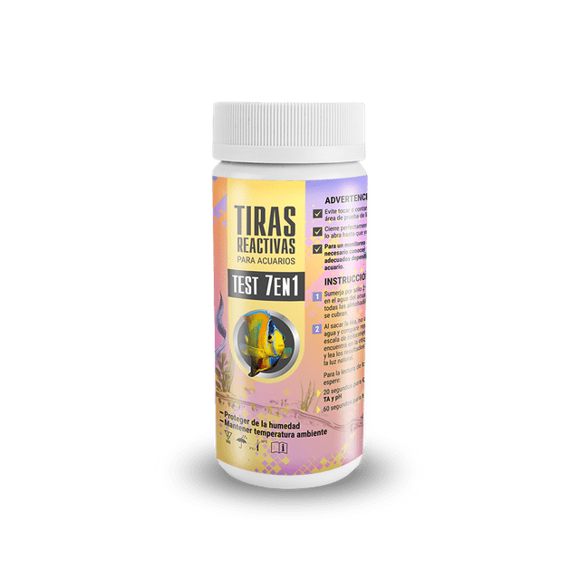 TIRAS REACTIVAS P/ACUARIO MEDICIÓN 7 PARAMETROS- 100 TIRAS