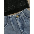 thumbnail image 6 of hirigin Kid Girl Short Pants Outfits, Sleeveless Solid Color Lace Sling Tops + Tassel Hem Shorts Set, 6 of 8