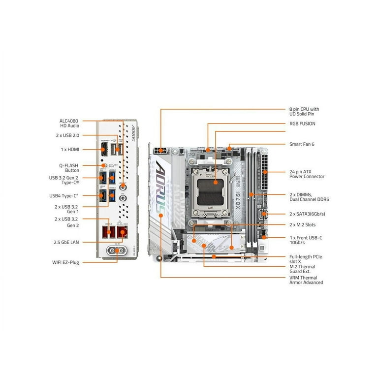 Aorus Ultra Durable X870I AORUS PRO ICE Gaming Desktop Motherboard