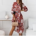 thumbnail image 2 of Vestido HUOGUO, estampado casual, manga larga, fiesta, estampado floral, 2 of 5
