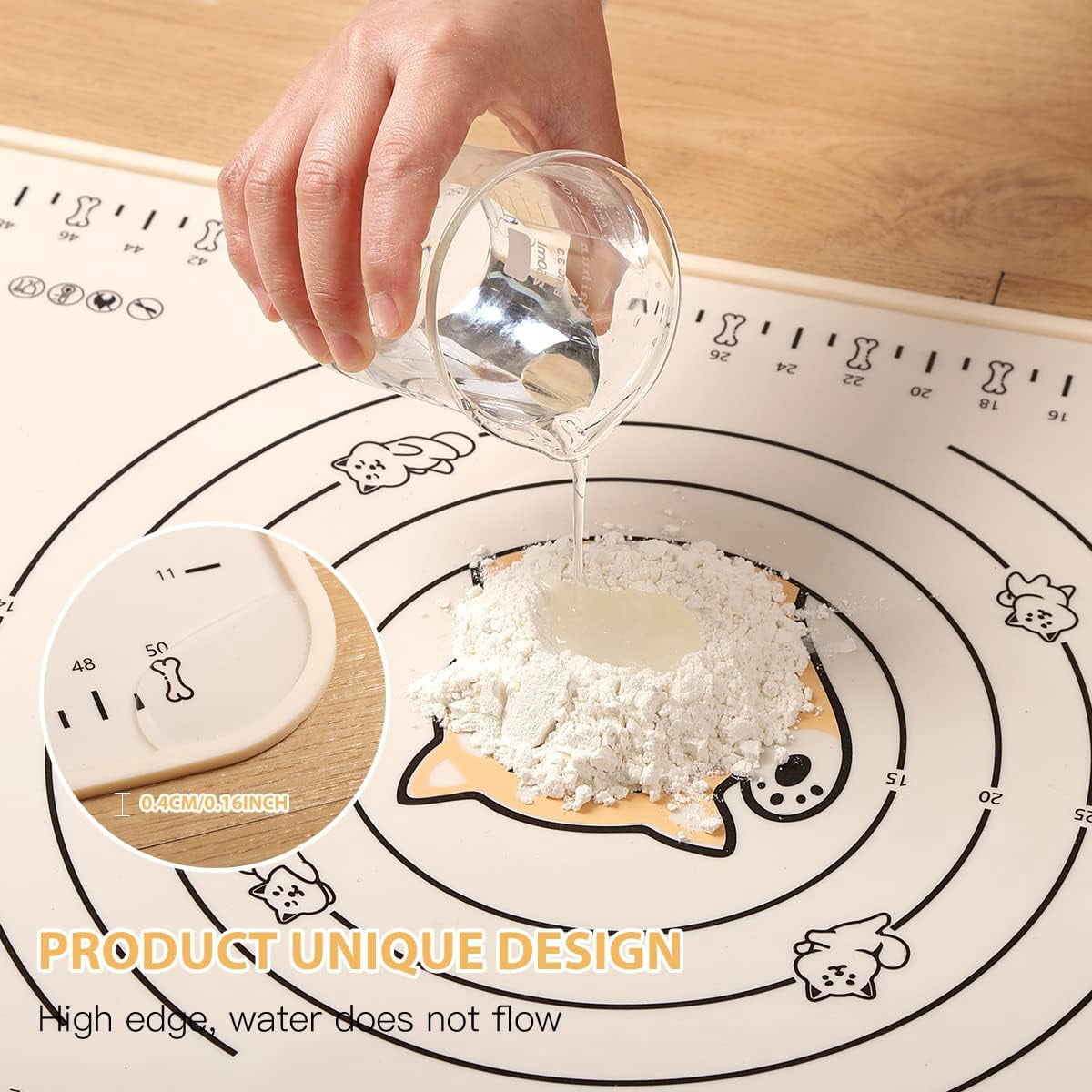 EuChoiz Silicone Pastry Mat 32" x 24" Non Stick Baking Mat Food Grade Silicone Rolling Dough Mat