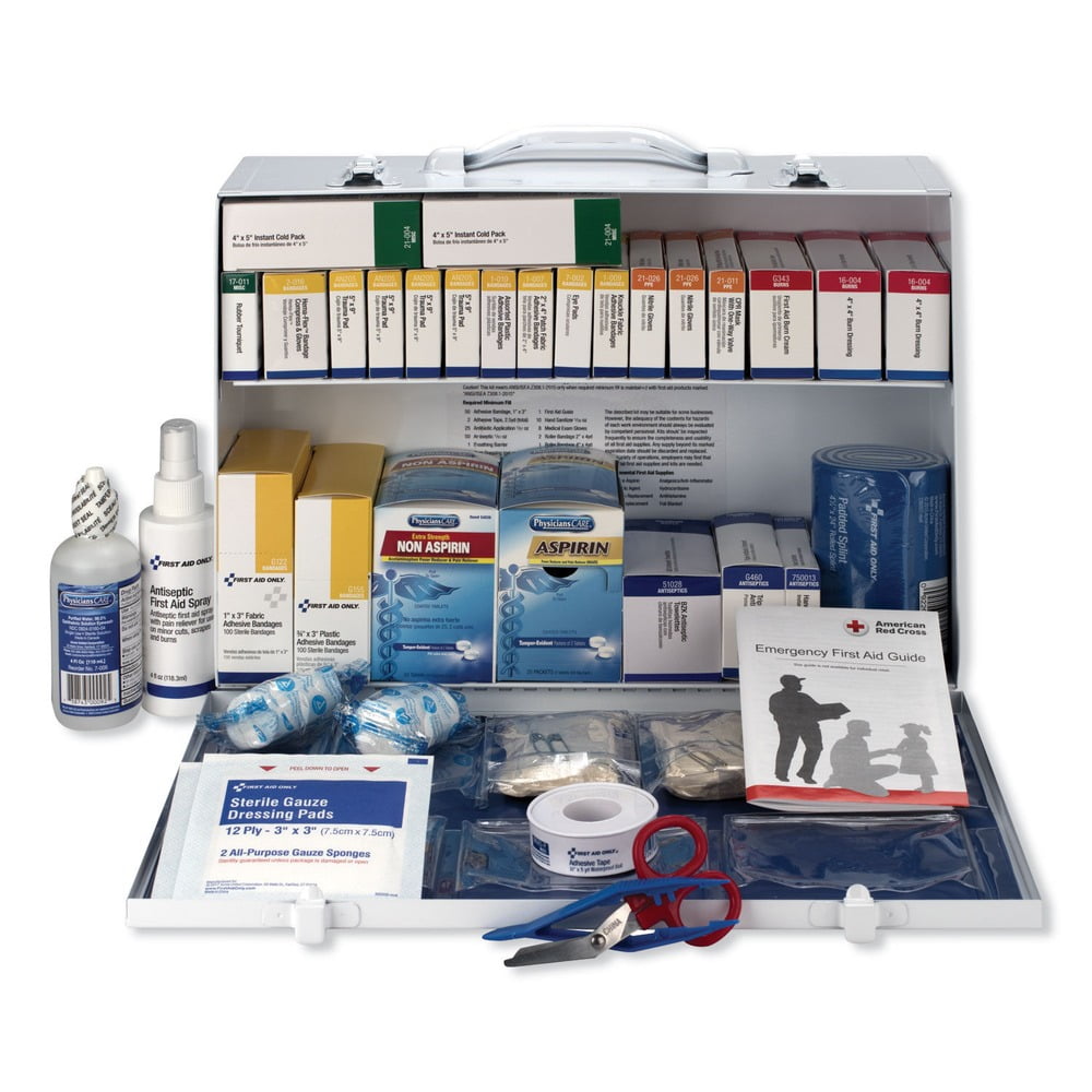 ANSI 2015 Class B+ Type I and II Industrial Metal Case First Aid Kit for 75 People (466-Pieces/Kit)