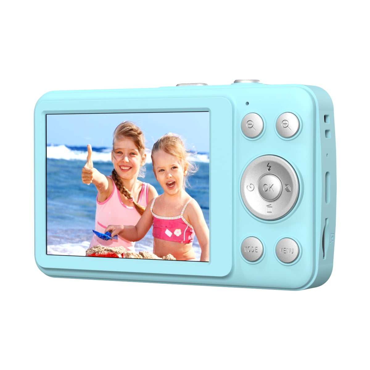 W & O Q3 Portable 16x Digital Zoom 48 MP CCD Point & Shoot Digital Camera with 32GB SD Card, Blue