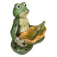 thumbnail image 3 of Northlight Frog Holding Leaf Birdfeeder Outdoor Garden Statue - 14", 3 of 5