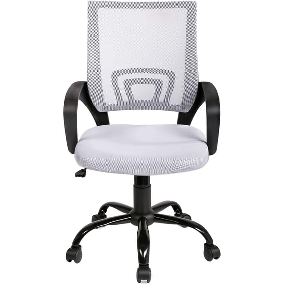 BestOffice Home Office Chair Ergonomic Mesh, Lumbar Support Armrest Executive Rolling Swivel Adjustable Mid, White