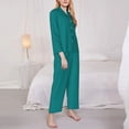 thumbnail image 3 of Fotbe Teal Conjunto de Pijama de Manga Larga para Mujer con Estampado, Ropa de Dormir de 2 Piezas, Conjunto de Casa Suave y Cómodo con Bolsillos-X-Large, 3 of 7