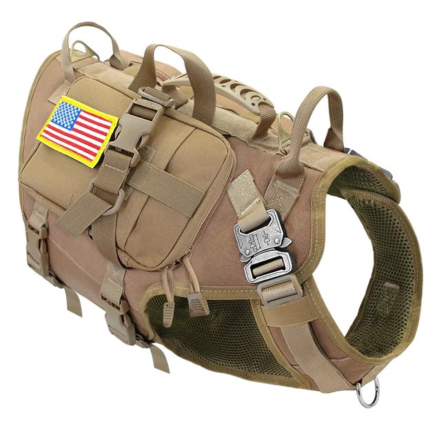 Tactical Dog Harness Military No Pull Pet Harness Vest For Medium Large Dogs Training Hiking Molle Dog Harness With Pouches ShopWise Round