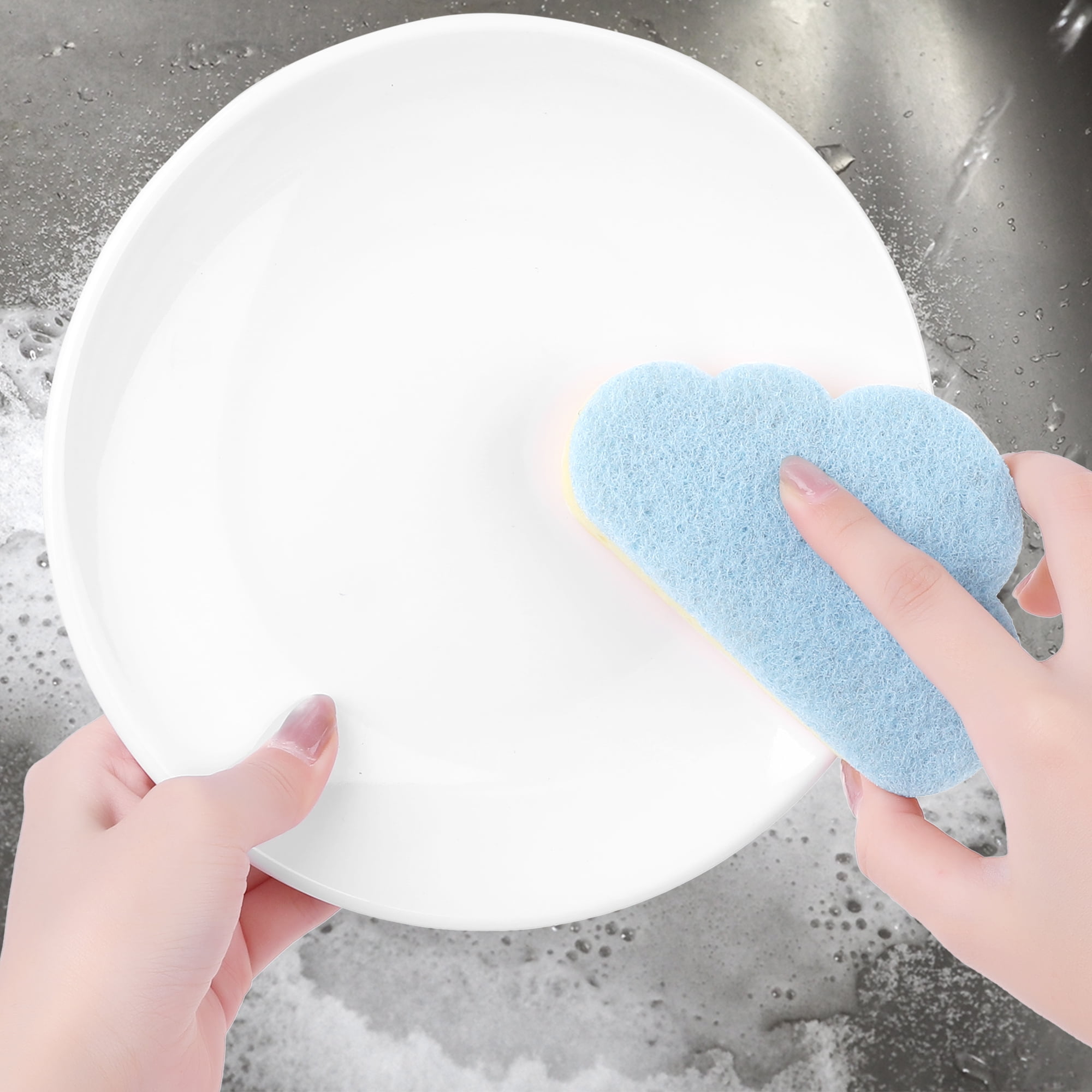 Unique Bargains 4 Pack Scrub Sponge Cloud Shape Sponges Blue