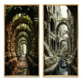 thumbnail image 2 of Designart "Earthy Enchanted Forest in Green and Brown Tunnel I" Tunnels Framed Wall Art Set Of 2 - Green Architecture Frame Gallery Set For Office Decor, 2 of 7