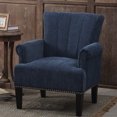 thumbnail image 3 of Upholstered Chairs, Polyester Armchair Club Chair with Rivet Tufted Scroll Arm, Tufted Accent Chair, for Bedroom and Living Room,Navy, 3 of 7