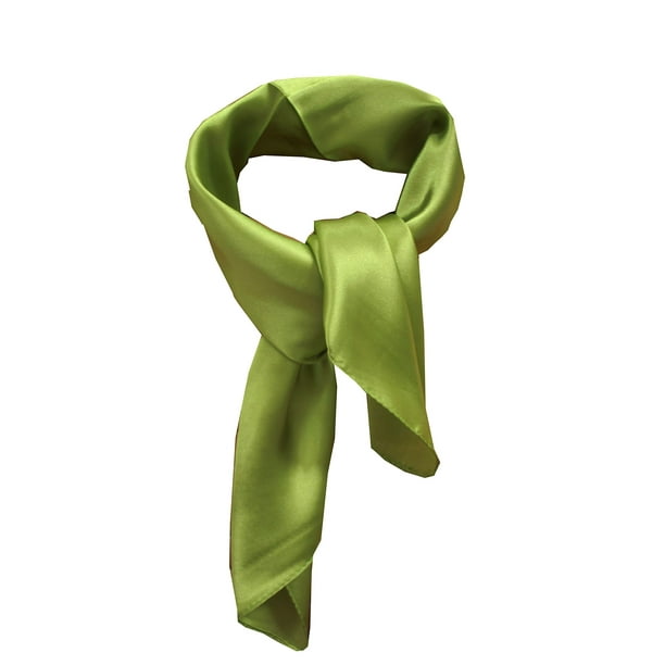 Silk square scarf pure color head scarf blend neckerchief (sage ...