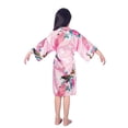 thumbnail image 3 of Camisón largo con estampado de peonías y pavo real para niña, bata de baño de verano de seda sintética fina para niños, cárdigan para el hogar, 3 of 6
