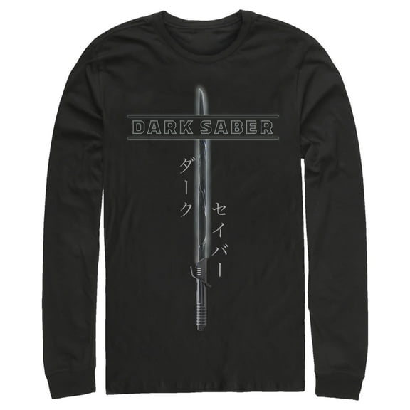 Men's Star Wars: The Mandalorian Darksaber Katakana Long Sleeve Shirt Black 2X Large