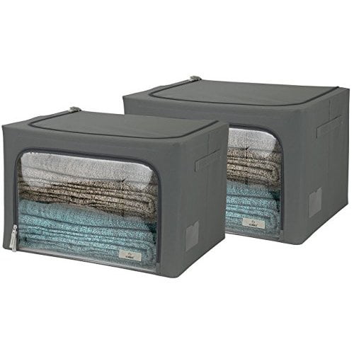 Storage Box with Window, Gray2 Pack