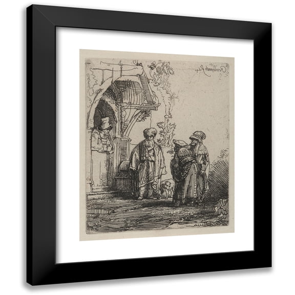 Rembrandt van Rijn 12x14 Black Modern Framed Museum Art Print Titled - Three Oriental Figures (1641)