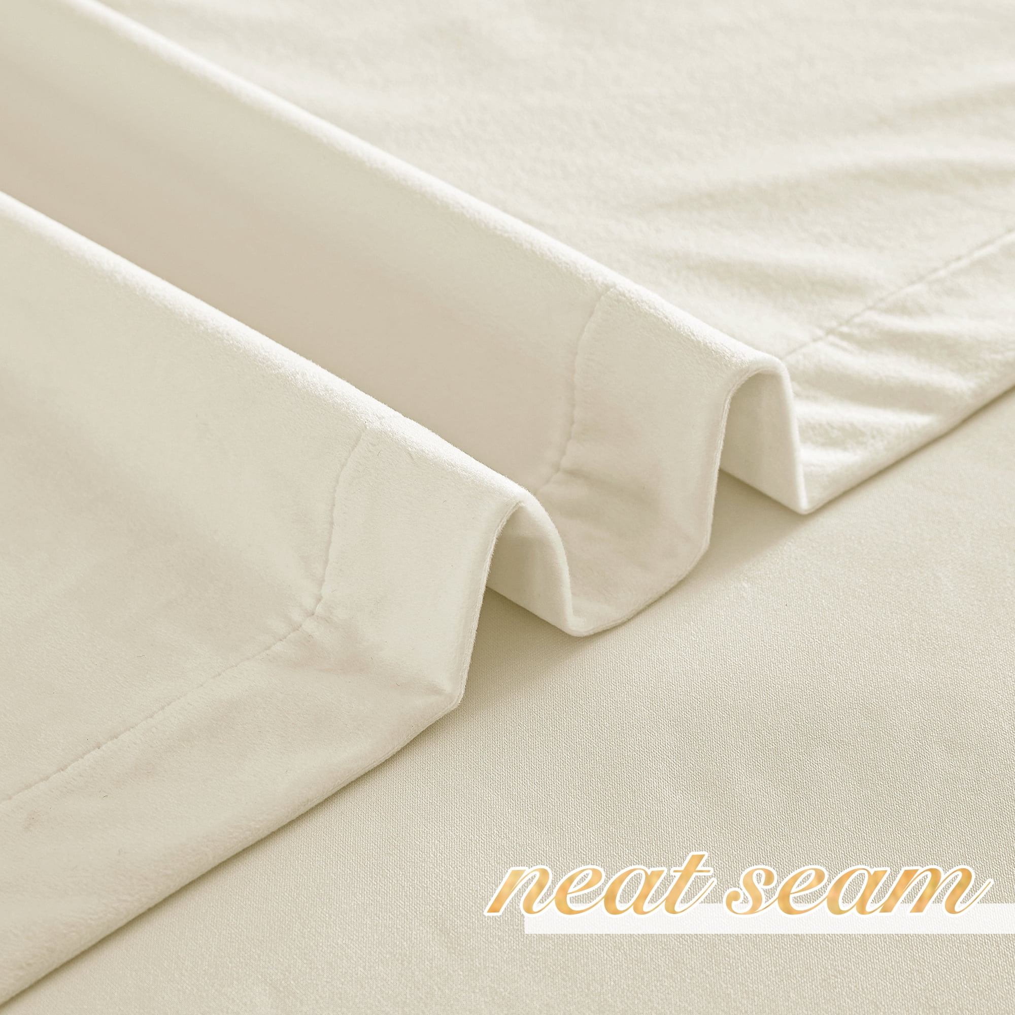 NICETOWN Velvet Curtains, Thermal Insulated Drapes Rod Pocket/Back Tab Room Darkening Sound Reducing Luxury Velvet Window Curtains for Living Room, Ivory White, 52"x84", 2 Panels