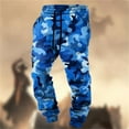 thumbnail image 2 of Men Sweatpants Camo Fleece Lined Drawstring Loose Joggers Pants Outdoor Athletic Pants Fall Winter Blue XL, 2 of 3