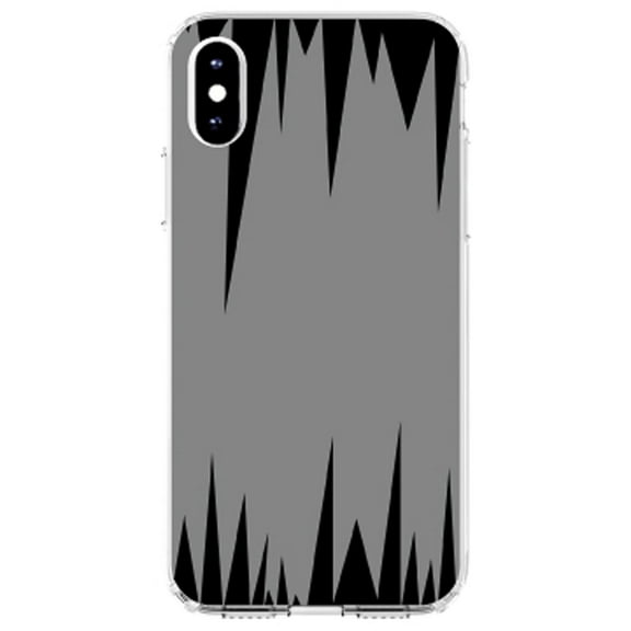DistinctInk Clear Shockproof Hybrid Case for iPhone X / XS (5.8" Screen) - TPU Bumper, Acrylic Back, Tempered Glass Screen Protector - Grey Black Spikes