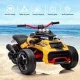 thumbnail image 2 of LUIBAS 24V Kids ATV Ride On Motorcycle Electric 3 Wheeler Ride-On Electric ATV Kids Ride On Toys for Kids with Battery Powered Motor, EVA Wheels, w/LED Lights, Bluetooth, MP3 for 3+ Years, Yellow, 2 of 6
