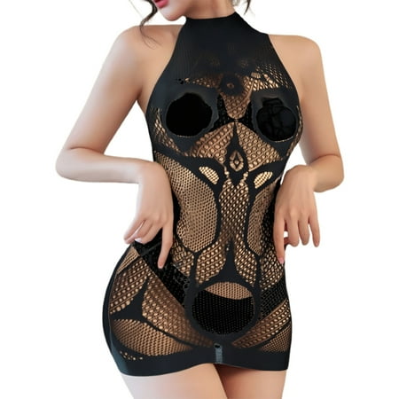 Ladies  Sexy Silk Stockings Jacquard Mesh Stockings Hanging Neck Lace Backless Silk Stockings Mesh Stockings Sexy Lingerie Olive Lingerie for Women Silk Bodysuit Lingerie for Women Women s Chemises &