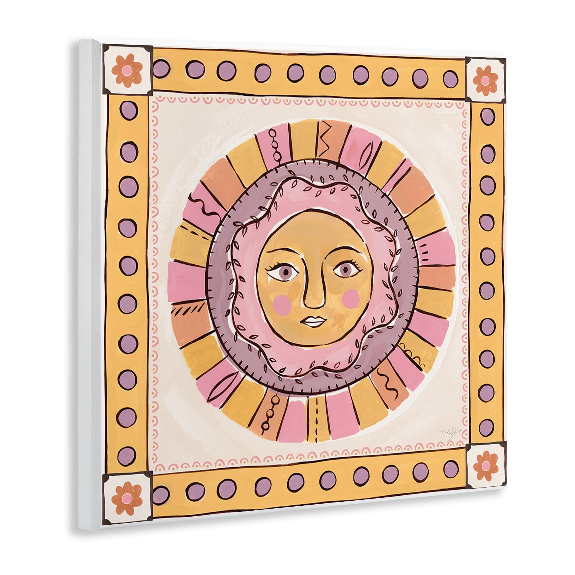 Stupell Industries Pastel Sun Face with Border Wall Plaque Art, design by Two If By Sea Studios