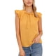 thumbnail image 1 of INSPIRAR CHIC Blusas de Verano para Mujeres con Mangas de Volante, Cuello con Lazo, Botones Frontales, Casual, S Amarillo, 1 of 6