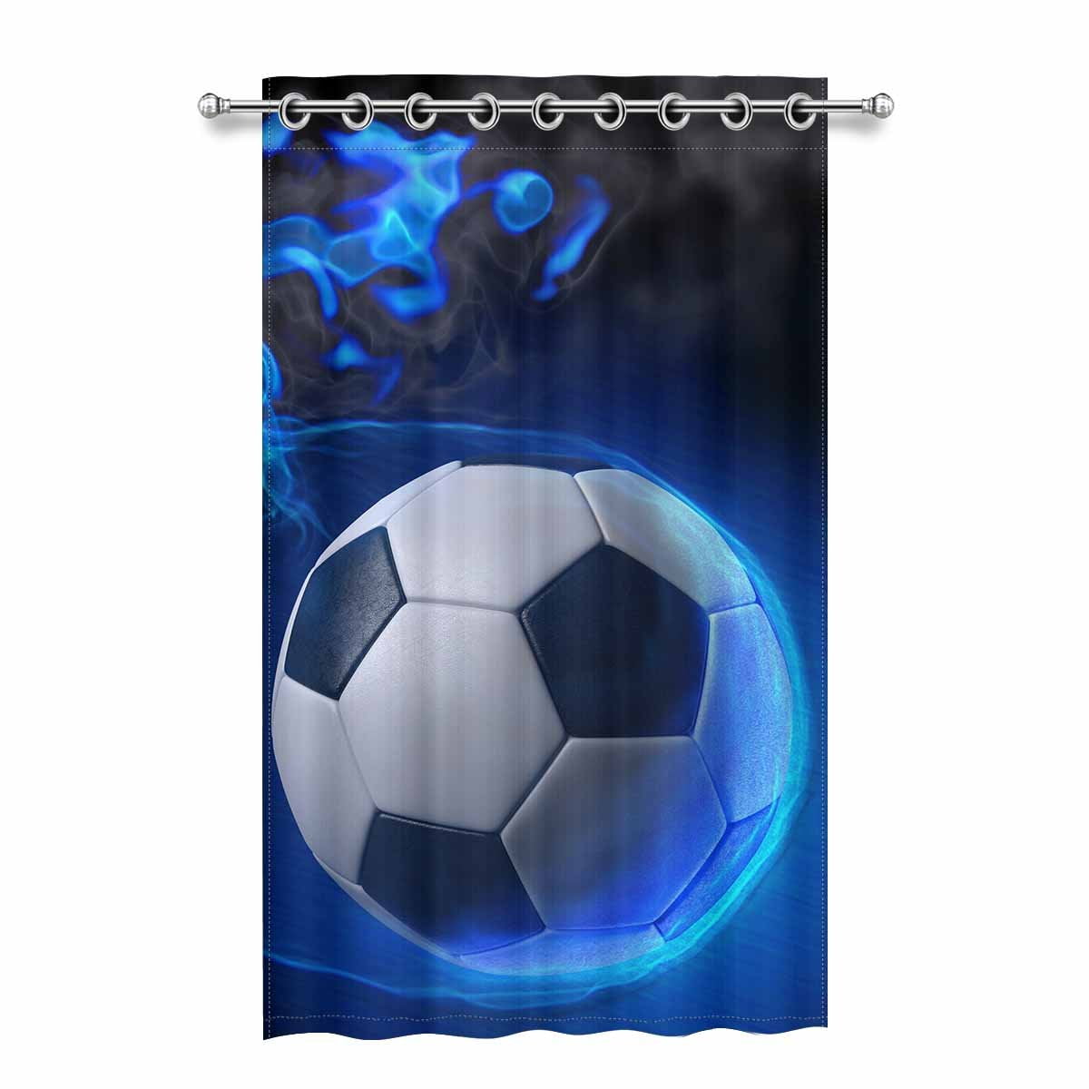 Kids Window Curtains Soccer Ball Sports Drape 2 Panels Grommet Set 40”X84” New 