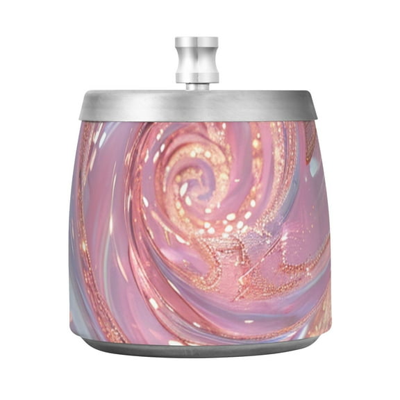 Transparent Pink Spiral Ashtray with Lid Smell Proof Cigarette Ashtray Stainless Steel Smokeless Ash Holder for Indoor Outdoor