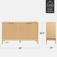 thumbnail image 2 of Best Choice Products 4-Door Reeded Storage Cabinet w/ Soft-Close Doors, Multipurpose Accent Furniture - Natural, 2 of 9