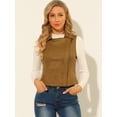 thumbnail image 2 of DARING DIVA Women's Faux Suede Female Short Jacket Outwear Vest XS Camel, 2 of 6