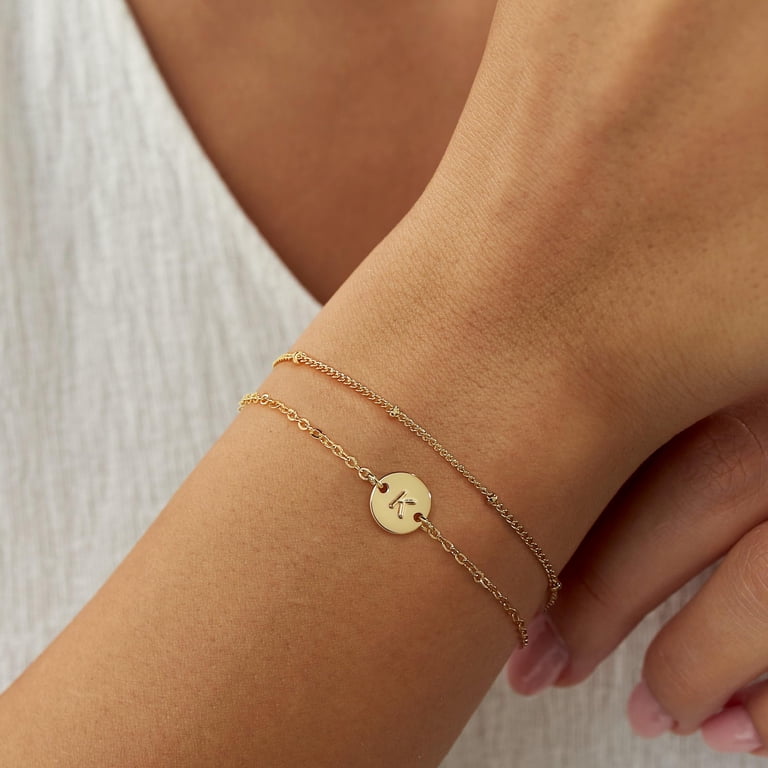 Turandoss 14K Gold Plated Initial Charm Bracelet for Women photo 3